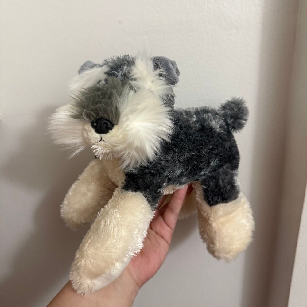 Aurora Flopsies Ludwig Schnauzer Puppy Dog Plush Stuffed Animal 12" Gray & White